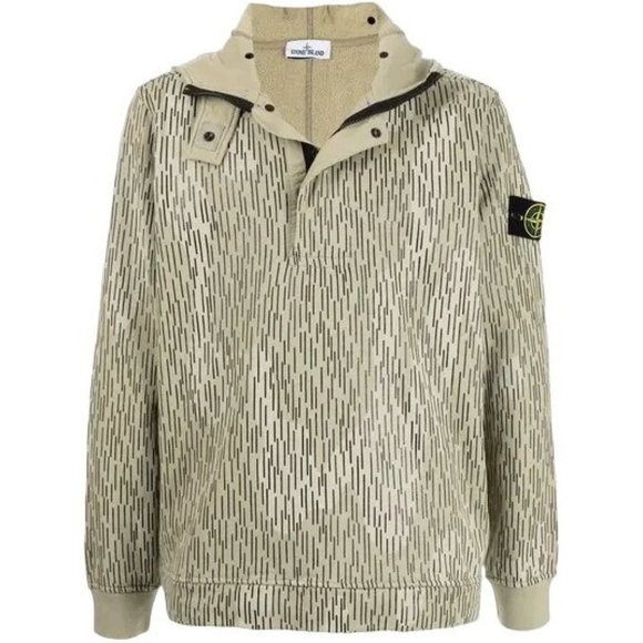 NEW Stone Island Light Tan Camouflage Print Cotton Hoodie Small - Picture 1 of 9
